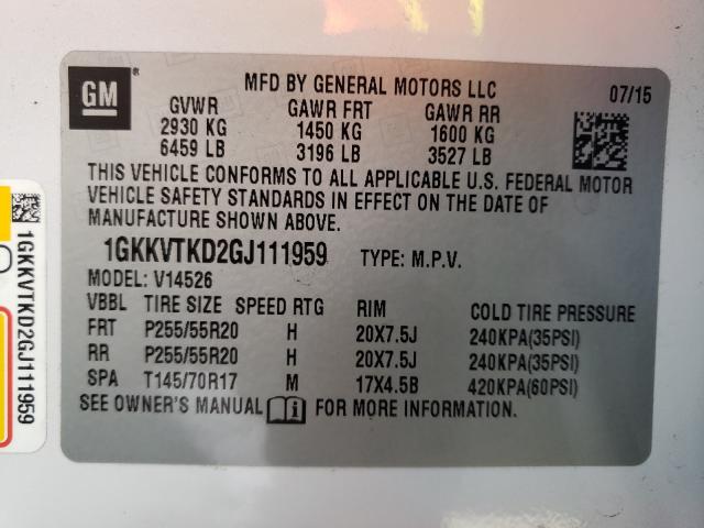 Photo 9 VIN: 1GKKVTKD2GJ111959 - GMC ACADIA DEN 