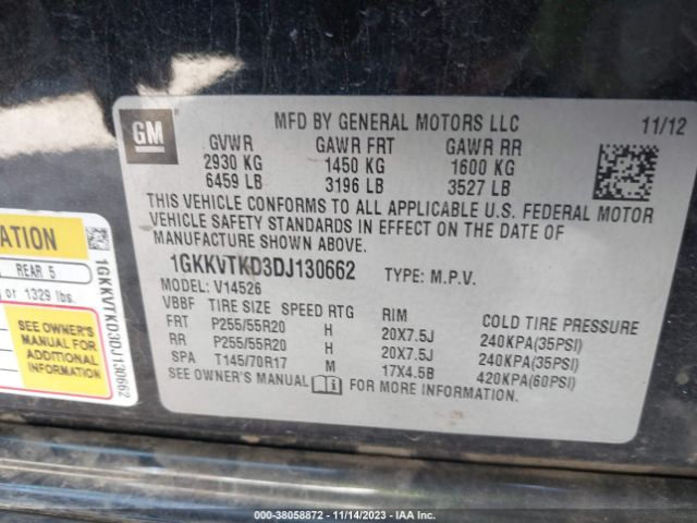 Photo 8 VIN: 1GKKVTKD3DJ130662 - GMC ACADIA 