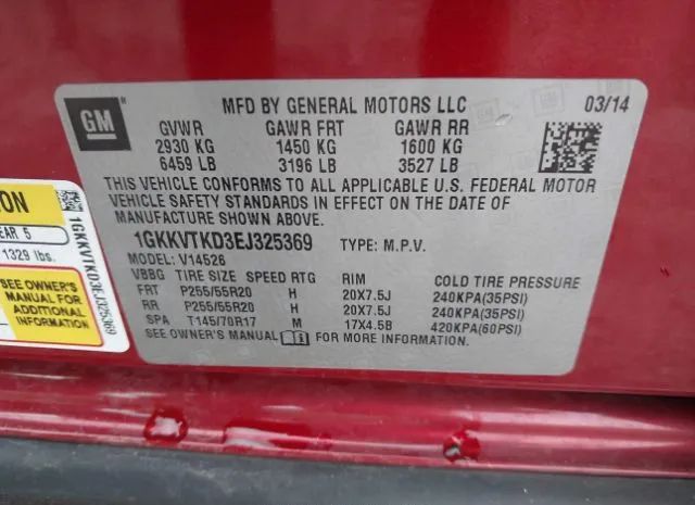 Photo 8 VIN: 1GKKVTKD3EJ325369 - GMC ACADIA 