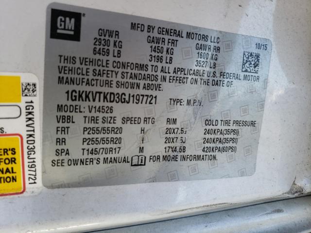 Photo 9 VIN: 1GKKVTKD3GJ197721 - GMC ACADIA DEN 