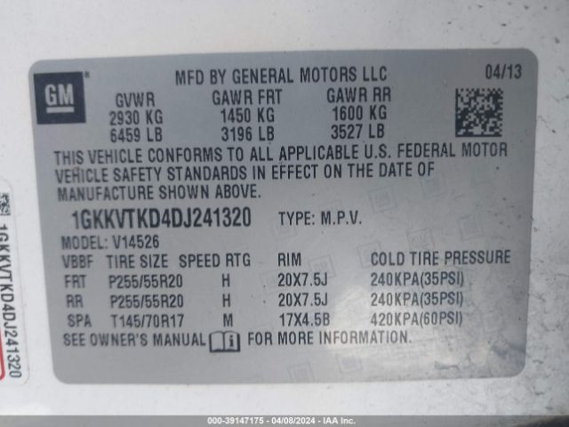 Photo 8 VIN: 1GKKVTKD4DJ241320 - GMC ACADIA 