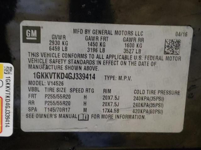 Photo 12 VIN: 1GKKVTKD4GJ339414 - GMC ACADIA DEN 