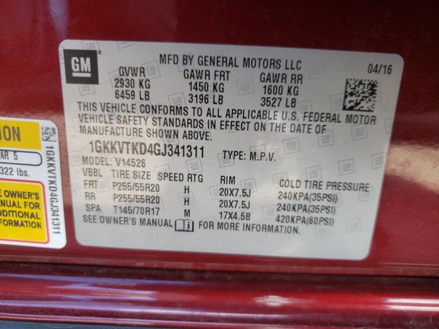 Photo 9 VIN: 1GKKVTKD4GJ341311 - GMC ACADIA DEN 