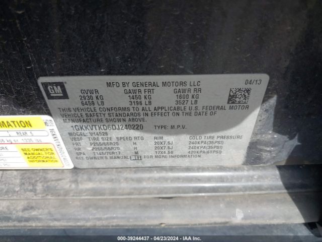 Photo 8 VIN: 1GKKVTKD6DJ240220 - GMC ACADIA 