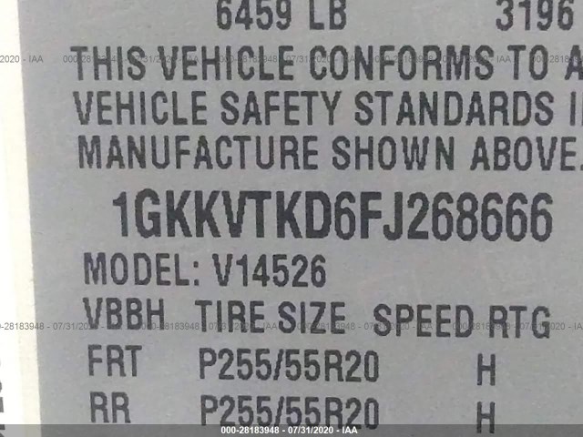 Photo 8 VIN: 1GKKVTKD6FJ268666 - GMC ACADIA 