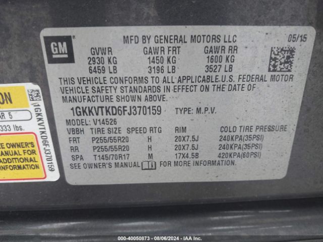 Photo 8 VIN: 1GKKVTKD6FJ370159 - GMC ACADIA 