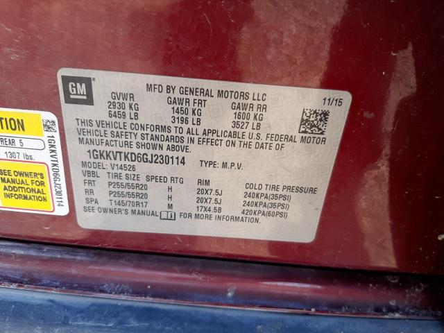 Photo 9 VIN: 1GKKVTKD6GJ230114 - GMC ACADIA DEN 