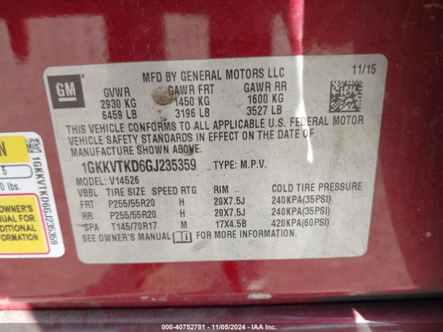 Photo 8 VIN: 1GKKVTKD6GJ235359 - GMC ACADIA 