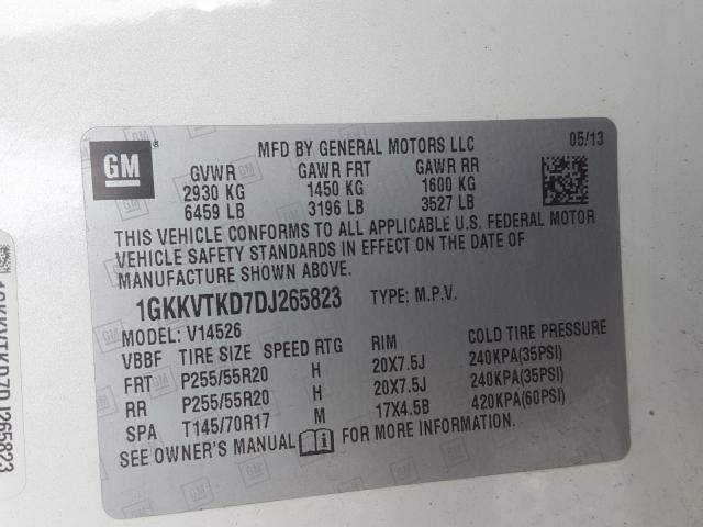 Photo 9 VIN: 1GKKVTKD7DJ265823 - GMC ACADIA DEN 