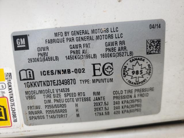 Photo 9 VIN: 1GKKVTKD7EJ349870 - GMC ACADIA DEN 