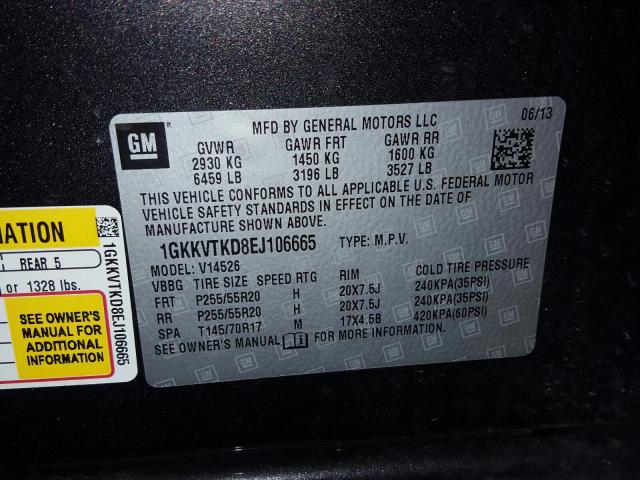 Photo 9 VIN: 1GKKVTKD8EJ106665 - GMC ACADIA DEN 