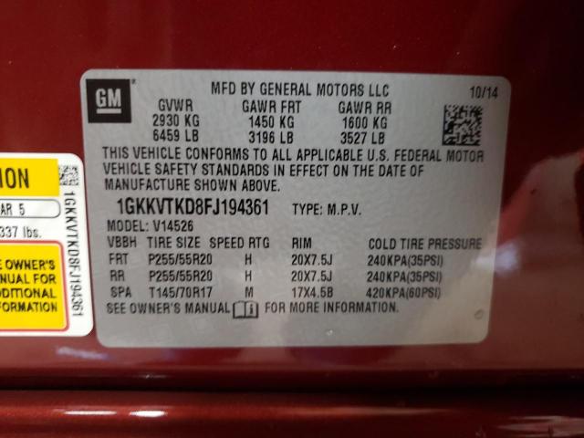 Photo 9 VIN: 1GKKVTKD8FJ194361 - GMC ACADIA 