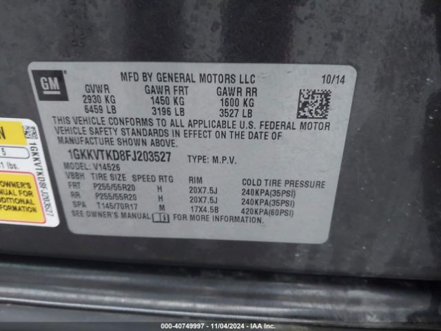 Photo 8 VIN: 1GKKVTKD8FJ203527 - GMC ACADIA 