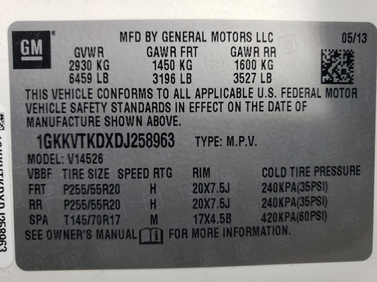 Photo 12 VIN: 1GKKVTKDXDJ258963 - GMC ACADIA 