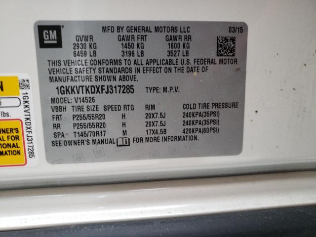 Photo 9 VIN: 1GKKVTKDXFJ317285 - GMC ACADIA DEN 