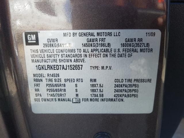 Photo 9 VIN: 1GKLRKED7AJ152657 - GMC ACADIA SL 