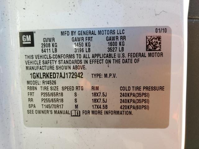 Photo 9 VIN: 1GKLRKED7AJ172942 - GMC ACADIA SL 