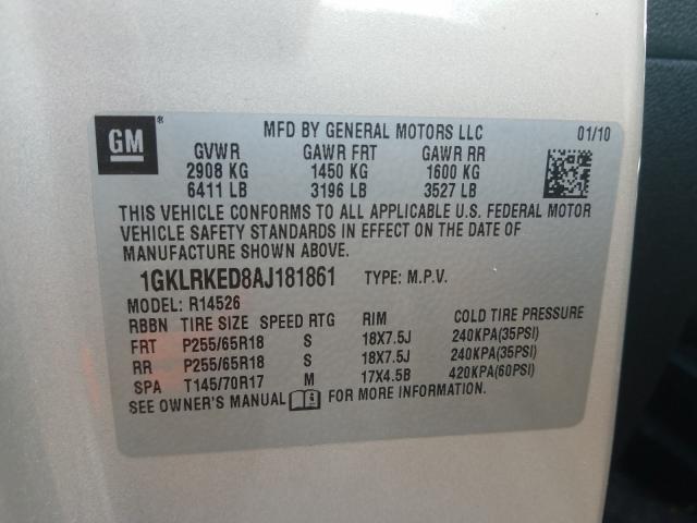 Photo 9 VIN: 1GKLRKED8AJ181861 - GMC ACADIA SL 