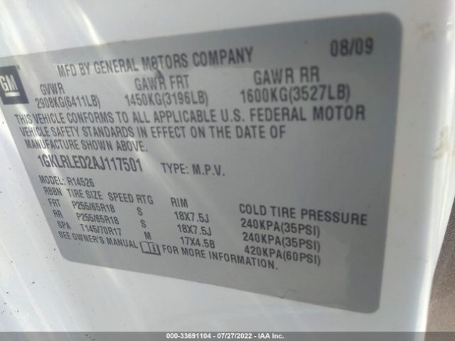 Photo 8 VIN: 1GKLRLED2AJ117501 - GMC ACADIA 