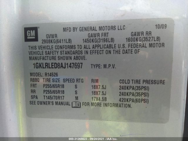 Photo 8 VIN: 1GKLRLED8AJ147697 - GMC ACADIA 