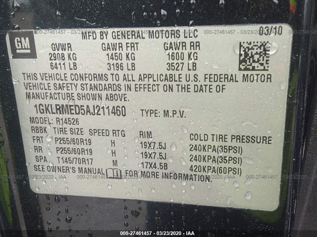 Photo 8 VIN: 1GKLRMED5AJ211460 - GMC ACADIA 