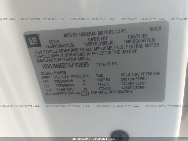 Photo 8 VIN: 1GKLRMED7AJ102689 - GMC ACADIA 