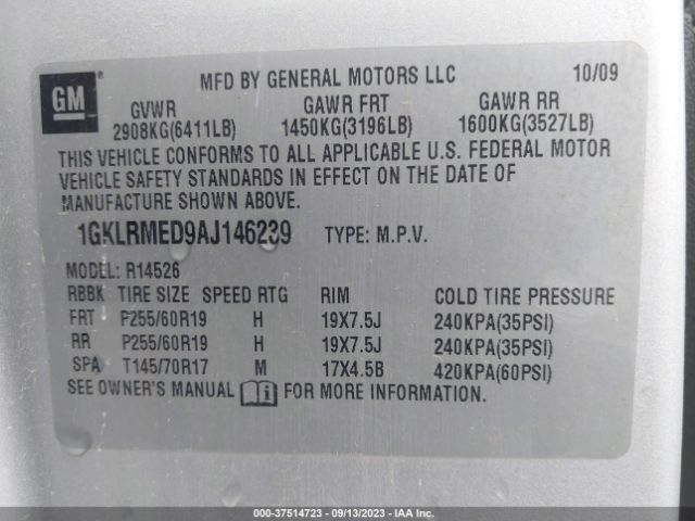 Photo 8 VIN: 1GKLRMED9AJ146239 - GMC ACADIA 