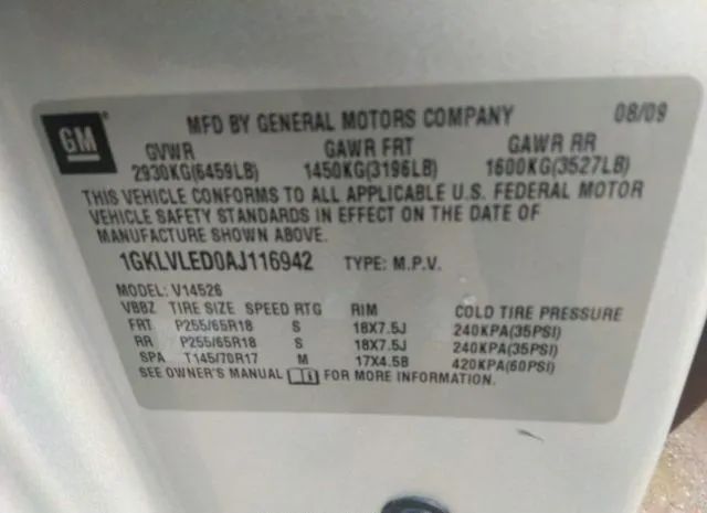 Photo 8 VIN: 1GKLVLED0AJ116942 - GMC ACADIA 