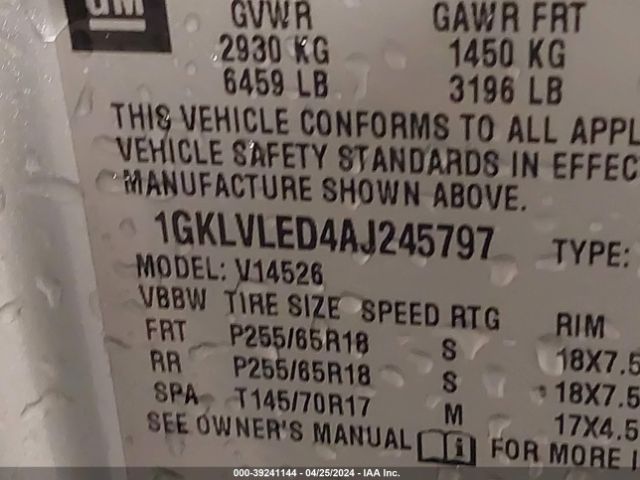 Photo 8 VIN: 1GKLVLED4AJ245797 - GMC ACADIA 