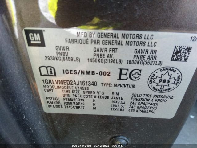 Photo 8 VIN: 1GKLVMED2AJ161340 - GMC ACADIA 