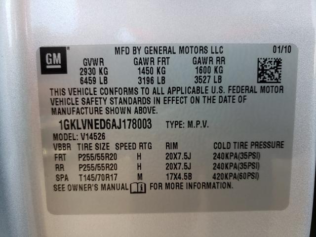 Photo 9 VIN: 1GKLVNED6AJ178003 - GMC ACADIA SLT 