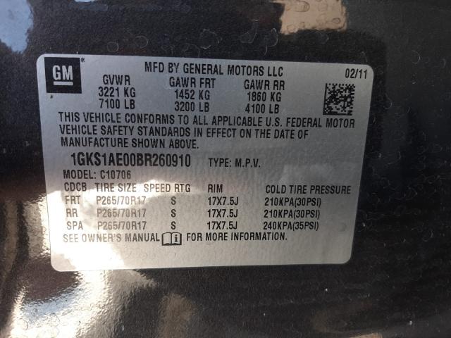 Photo 9 VIN: 1GKS1AE00BR260910 - GMC YUKON SLE 