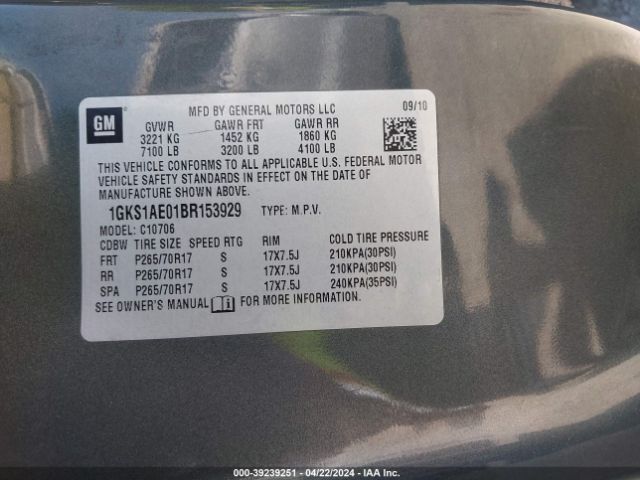 Photo 8 VIN: 1GKS1AE01BR153929 - GMC YUKON 