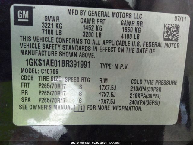 Photo 8 VIN: 1GKS1AE01BR391991 - GMC YUKON 