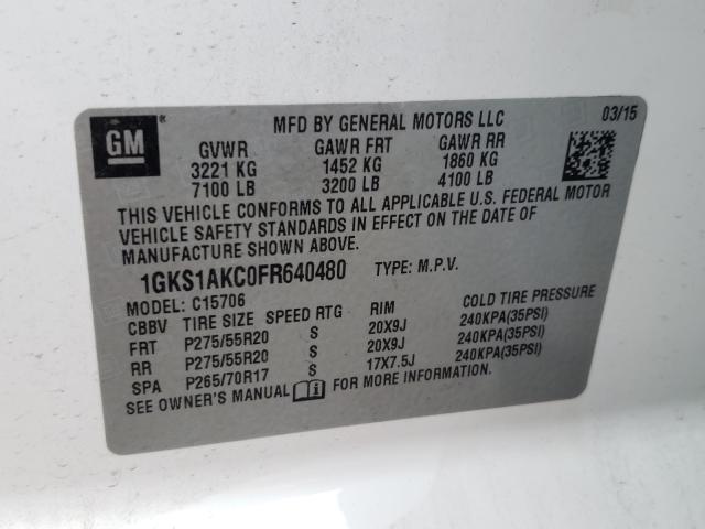 Photo 9 VIN: 1GKS1AKC0FR640480 - GMC YUKON SLE 