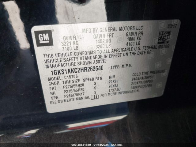 Photo 8 VIN: 1GKS1AKC2HR263640 - GMC YUKON 