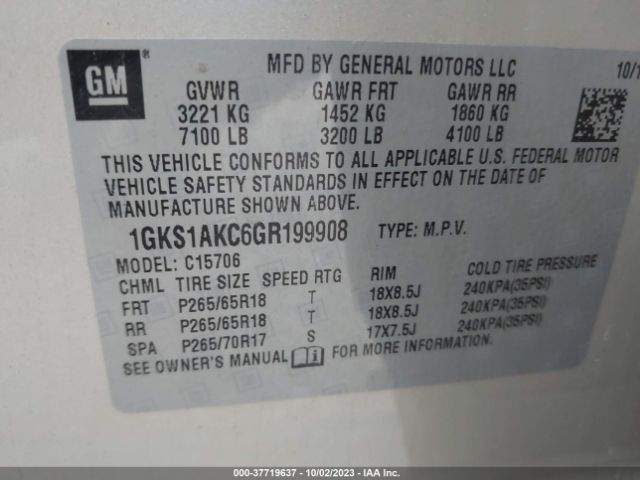 Photo 8 VIN: 1GKS1AKC6GR199908 - GMC YUKON 