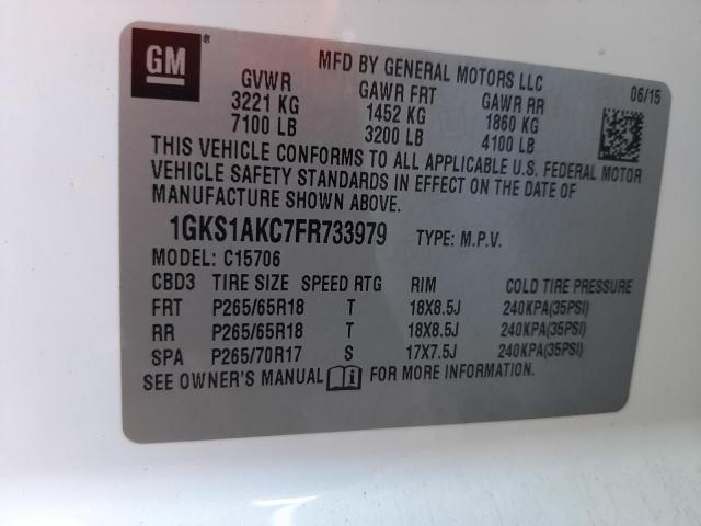 Photo 9 VIN: 1GKS1AKC7FR733979 - GMC YUKON SLE 