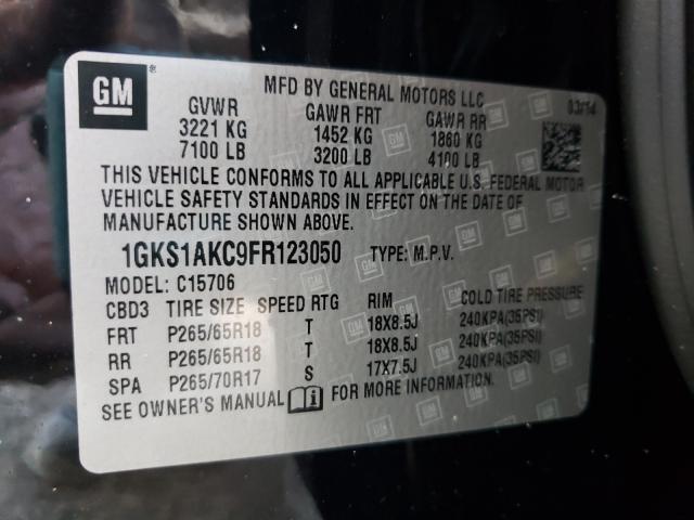 Photo 9 VIN: 1GKS1AKC9FR123050 - GMC YUKON SLE 