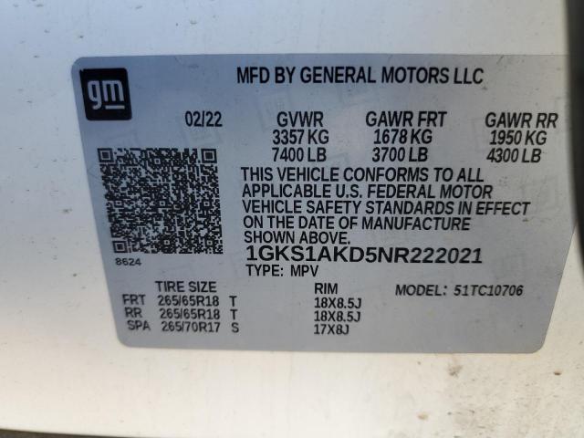 Photo 12 VIN: 1GKS1AKD5NR222021 - GMC YUKON SLE 