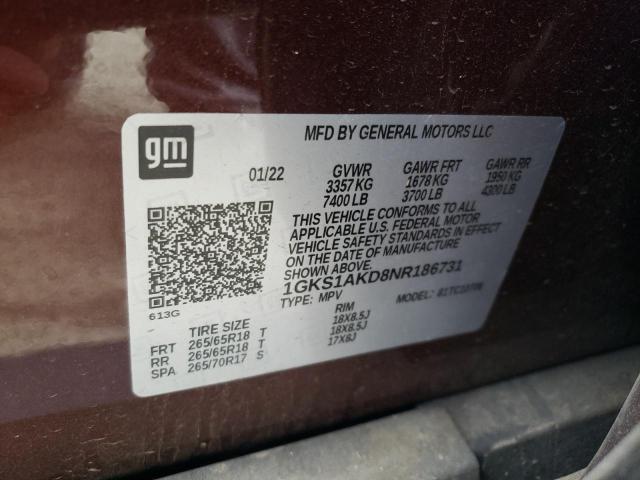 Photo 9 VIN: 1GKS1AKD8NR186731 - GMC YUKON 