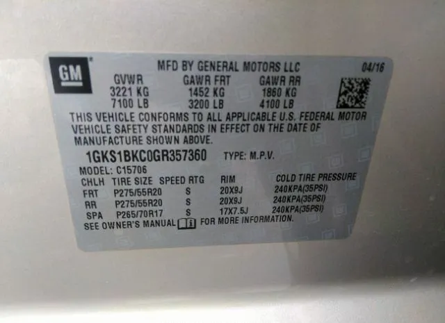 Photo 8 VIN: 1GKS1BKC0GR357360 - GMC YUKON 