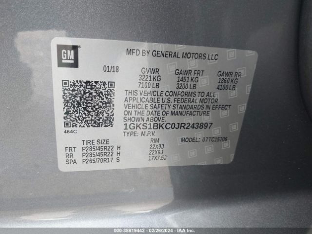 Photo 8 VIN: 1GKS1BKC0JR243897 - GMC YUKON 