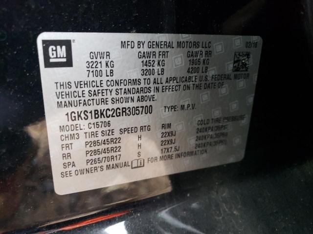 Photo 12 VIN: 1GKS1BKC2GR305700 - GMC YUKON SLT 