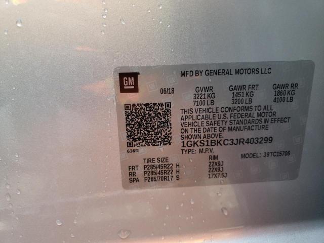 Photo 9 VIN: 1GKS1BKC3JR403299 - GMC YUKON SLT 