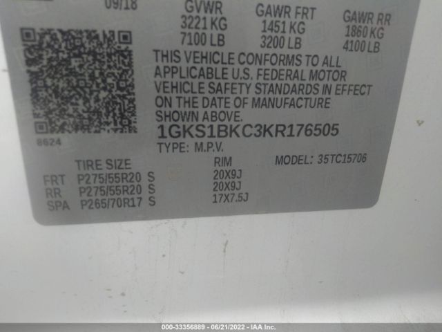 Photo 8 VIN: 1GKS1BKC3KR176505 - GMC YUKON 