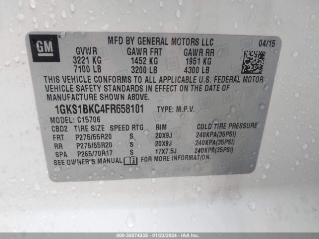 Photo 8 VIN: 1GKS1BKC4FR658101 - GMC YUKON 