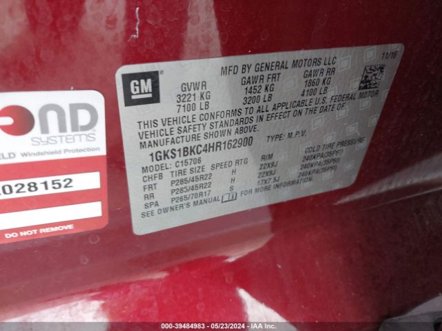 Photo 8 VIN: 1GKS1BKC4HR162900 - GMC YUKON 