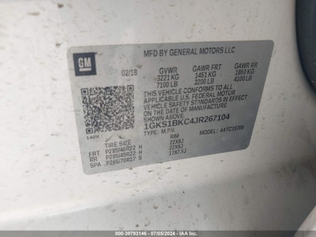 Photo 8 VIN: 1GKS1BKC4JR267104 - GMC YUKON 