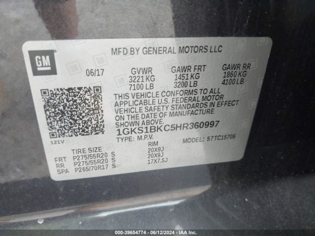 Photo 8 VIN: 1GKS1BKC5HR360997 - GMC YUKON 